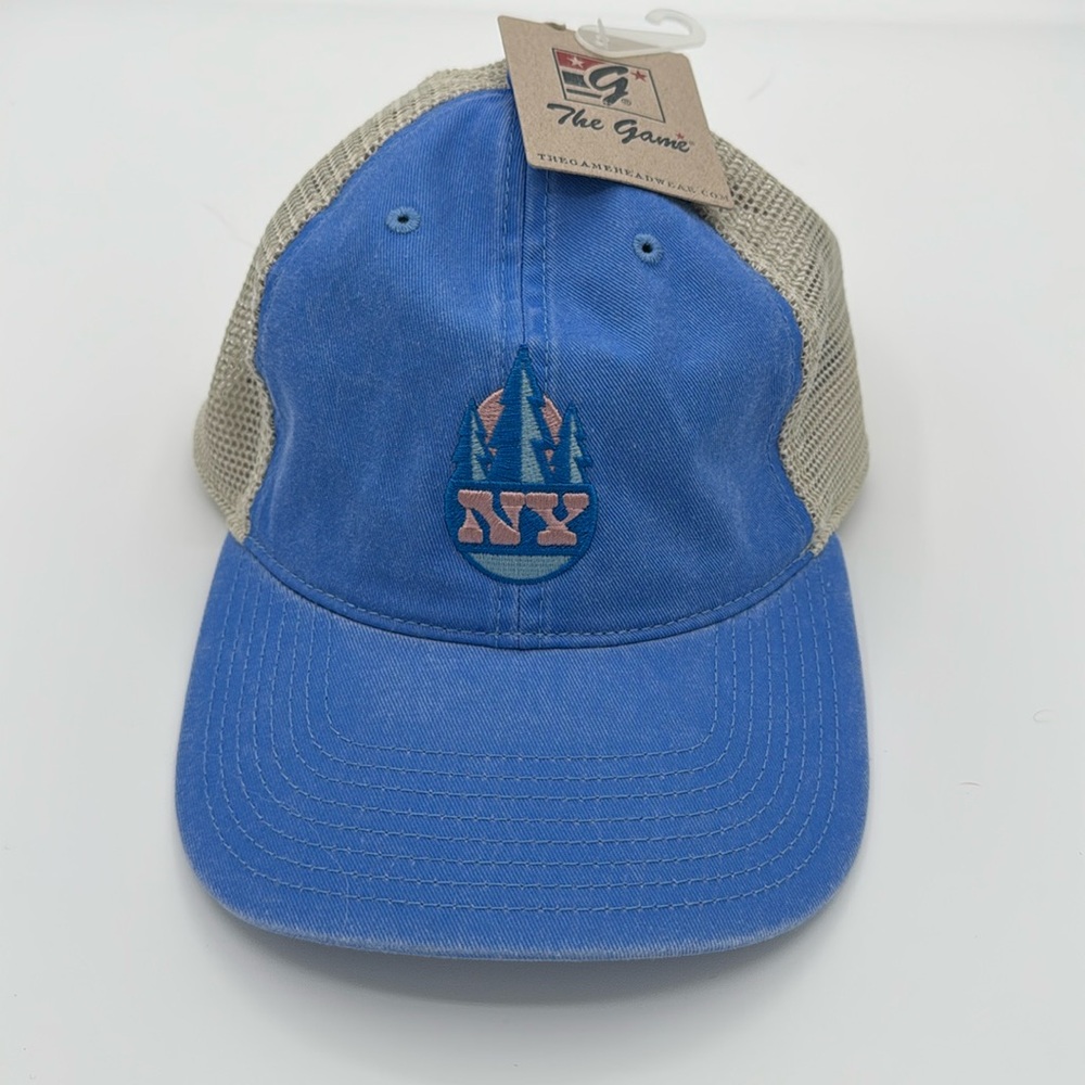 The Game NY Sailboat Blue Mesh Trucker Hat NWT